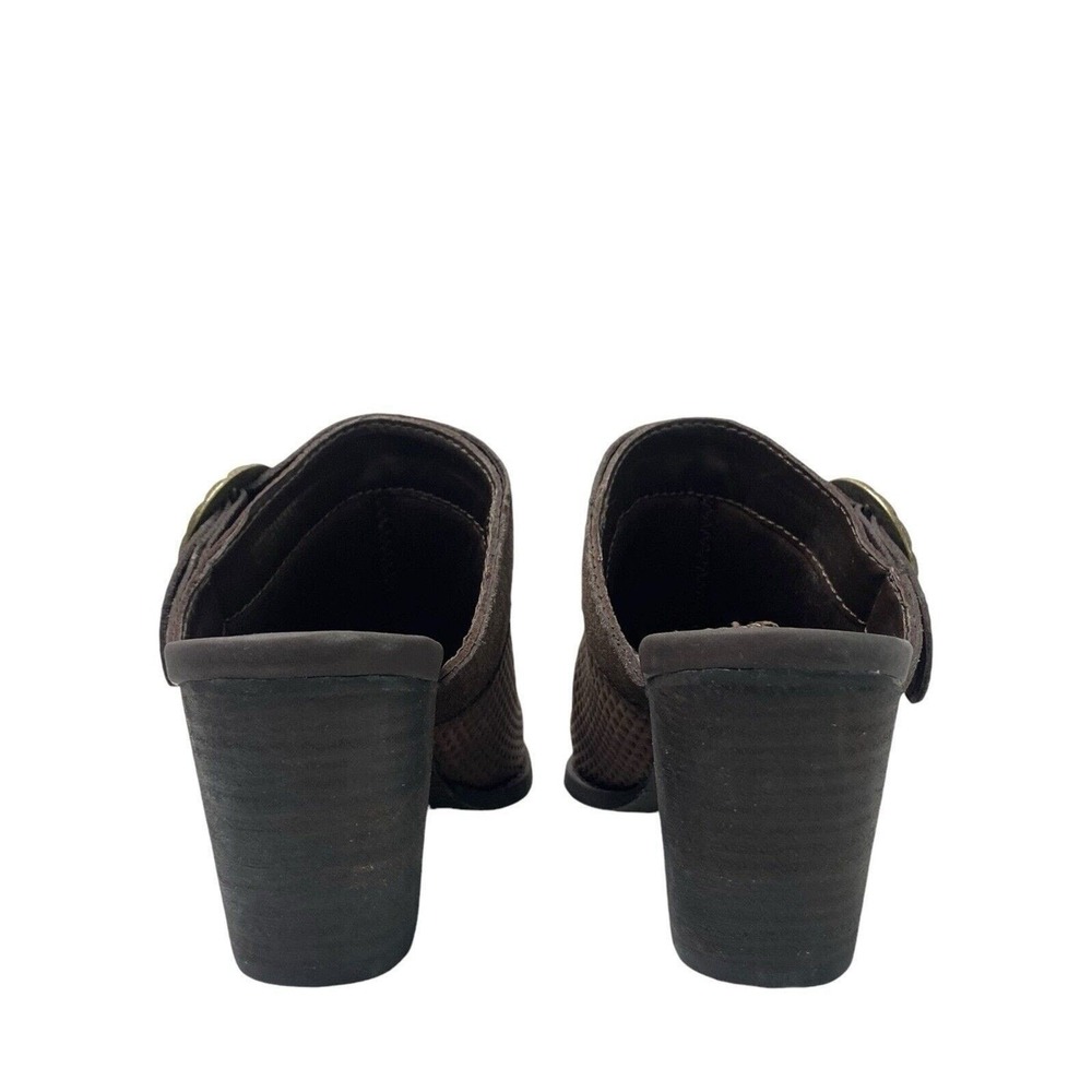 Reba Womens Size 7 Kaelyn Suede Leather Textured Slide Mule Booties Buckle Brown - Picture 8 of 12